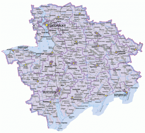 Карта на Запорожка област