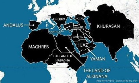 Карта на т.нар. Ислямска държава на . Източник: Ggantegh.agbubulgaria.org