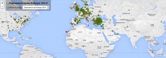 Карта на избирателните секции в чужбина. Източник: Glasuvam.org
