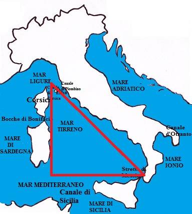 Фиг. 1 Карта на Тиренско море http://www.schededigeografia.net/Italia/Mari_Coste/mar_tirreno.htm
