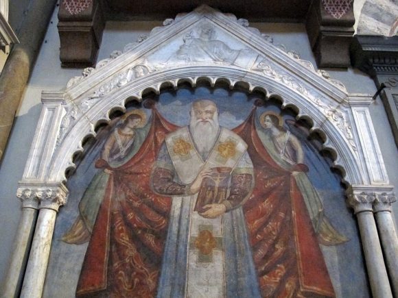 Фиг. 8. Образът на Патриарха на паметната плоча върху гроба му във флорентинската църква „Санта Мария Новела"