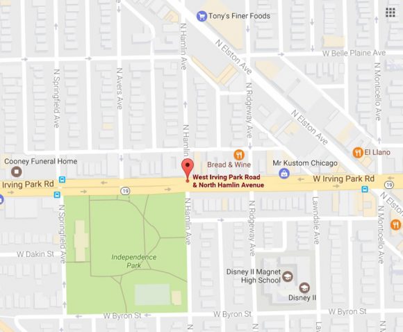 Кръстовището на West Irving Park Road и North Hamlin Avenue в Чикаго. Източник: Google maps