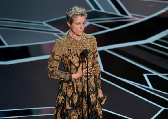 Frances McDormand accepts Best Actress for 'Three Billboards Outside Ebbing, Missouri' onstage during the 90th Annual Academy Awards. (KEVIN WINTER/GETTY IMAGES)