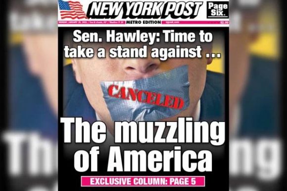 Sen. Josh Hawley says that it now is the time to stand up to censorship.